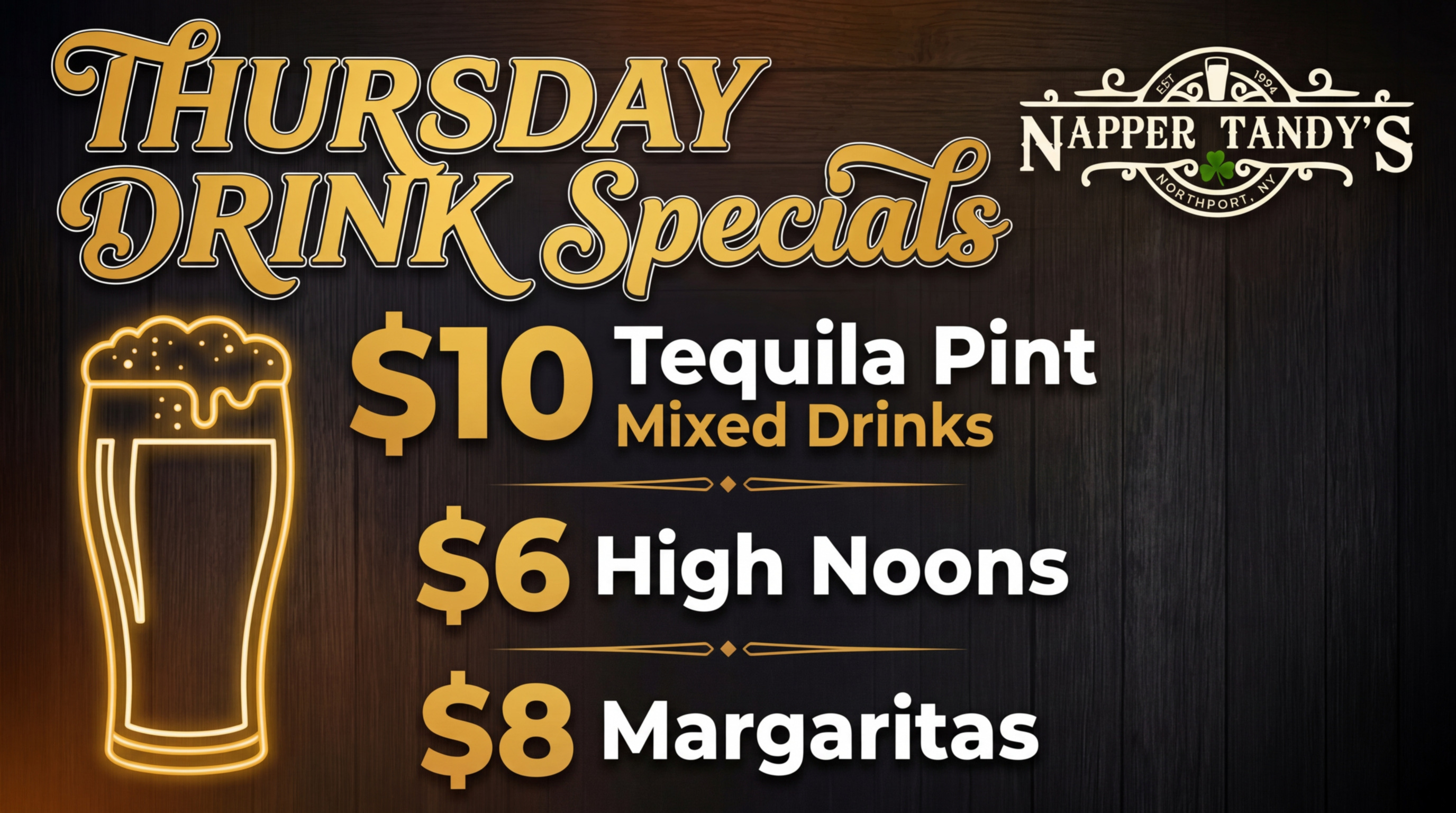 Thursday Drink Specials.